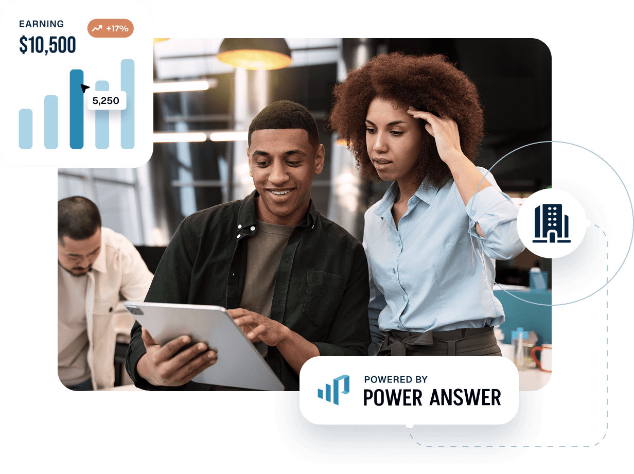 Worker looks at table looking at call tracking in Power Answer