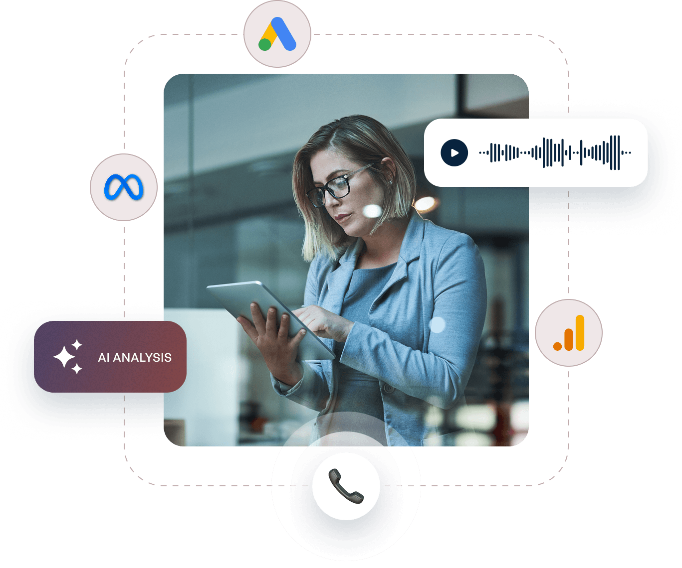 Worker looks at table looking at call tracking in Power Answer